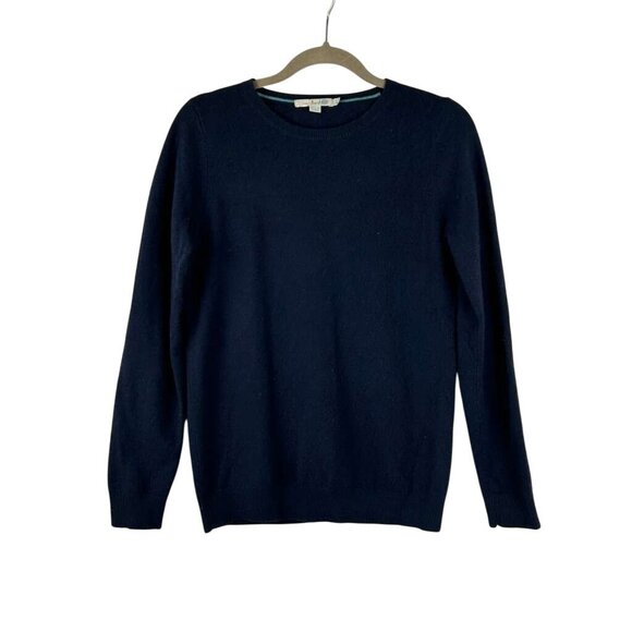 Boden Sweater Women's Size 8 Navy Blue 100% Cashmere Crew Neck - Picture 1 of 12